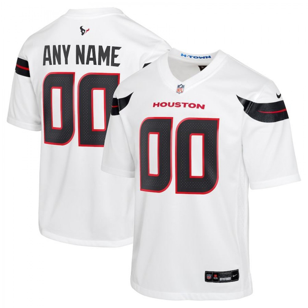 Houston Texans Nike Road Youth Custom Jersey - White-GridironStore
